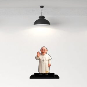 Home Cute Wooden Pope Caricature Standee | Holy Catholic Priest Tabletop Decor | Christian Spiritual Gift for Home & Office Desk (11 cm)