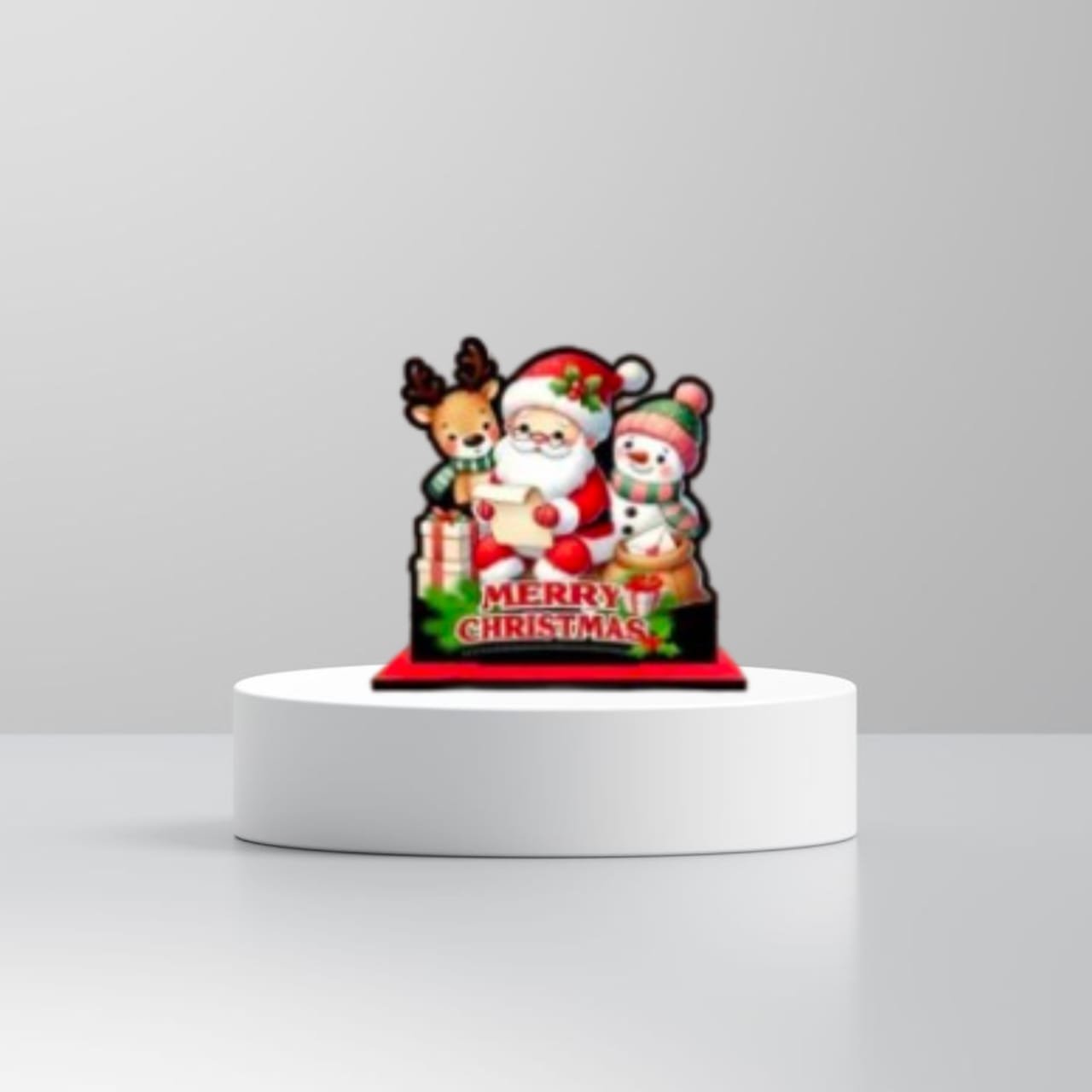 Santa-Reindeer-Snowman-Tabletop-Decor-Golden-Stage charming 5.5 inch santa claus sleigh table decor