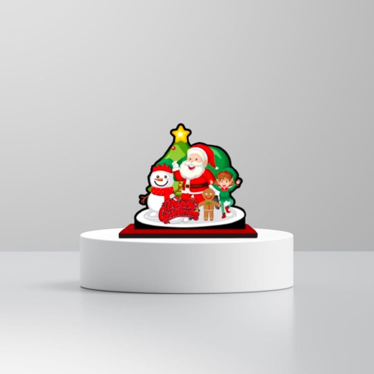 Merry-Christmas-Santa-Snowman-Table-Decor.jpg Merry Christmas tabletop decoration with Santa Claus and Snowman characters.