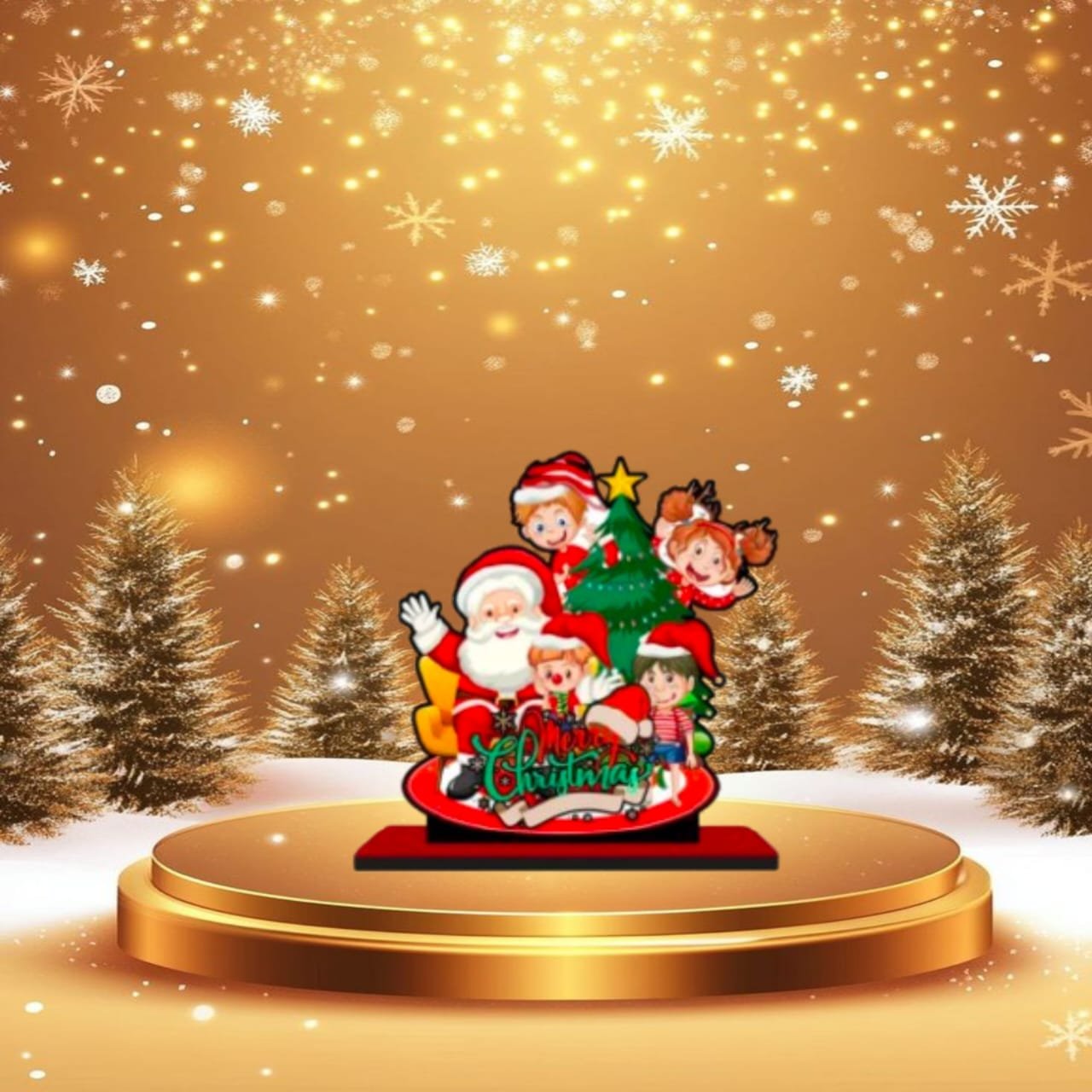 Christmas-Table-Decoration-Golden-Background.jpg Golden theme Christmas decoration gift item Santa standee.