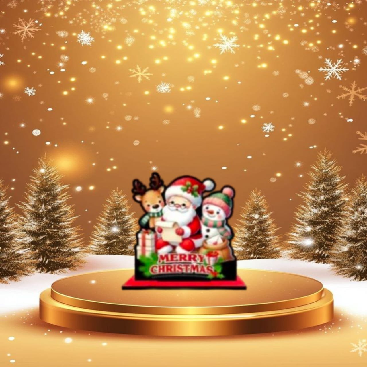 Wooden-Christmas-Centerpiece-Santa-Trio-White-Studio charming 5.5 inch santa claus sleigh table decor