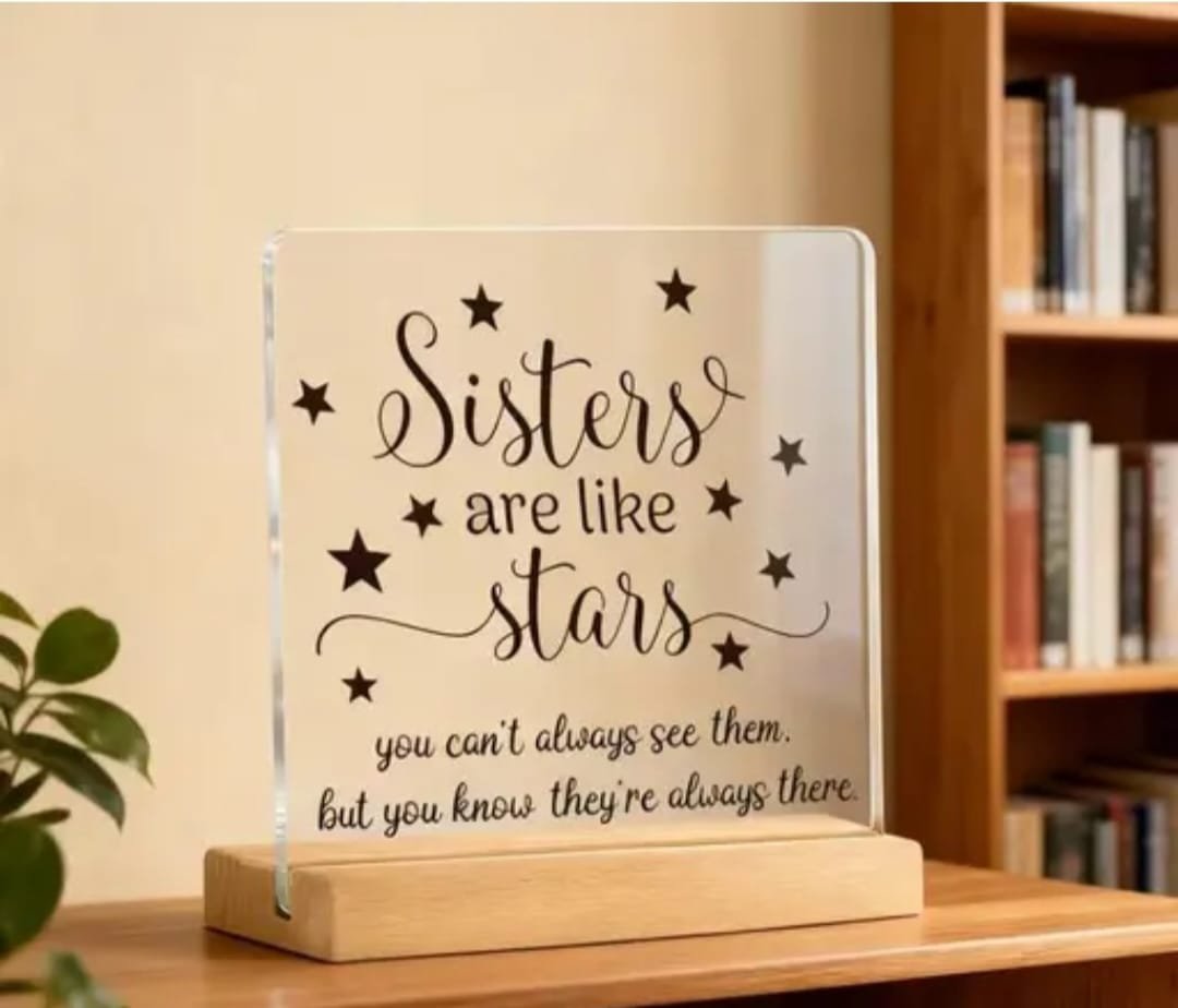 Sisters Are Like Stars Gift Dimensions Dimensions of Sisters Are Like Stars Gift plaque 5 inch by 4 inch.