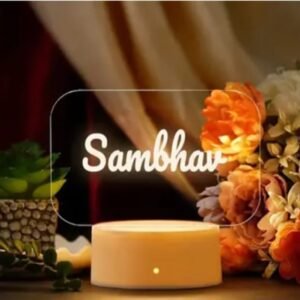 Personalized Name LED Lamp displaying the name Sambhav in warm yellow light.